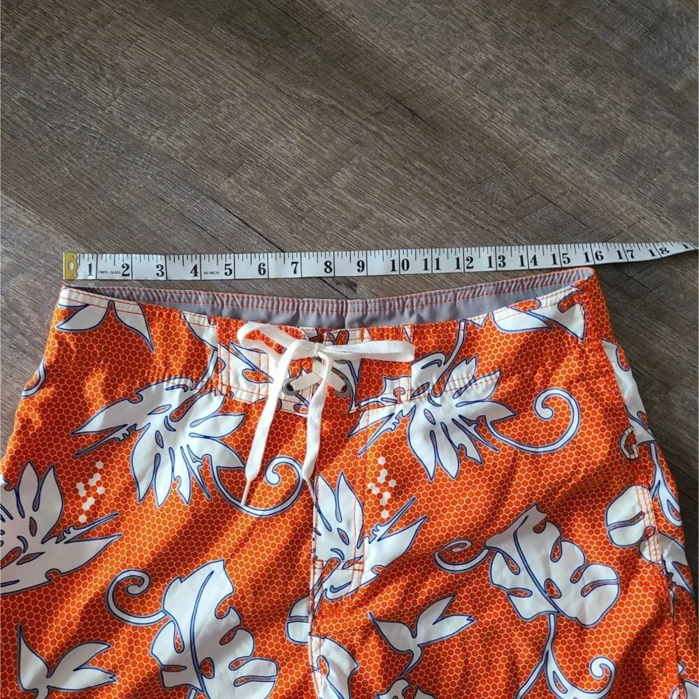 Billabong Y2K US Men's Size 33 Orange Hibiscus Aloha Board Shorts 9